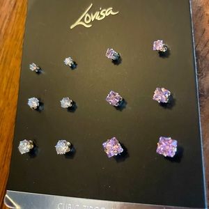 Cubic zirconia - Lovisa earrings - Pink and diamond